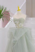 Light Green Sweetheart Tulle Long A-line Prom Dress, Light Green Tulle Party Dress
